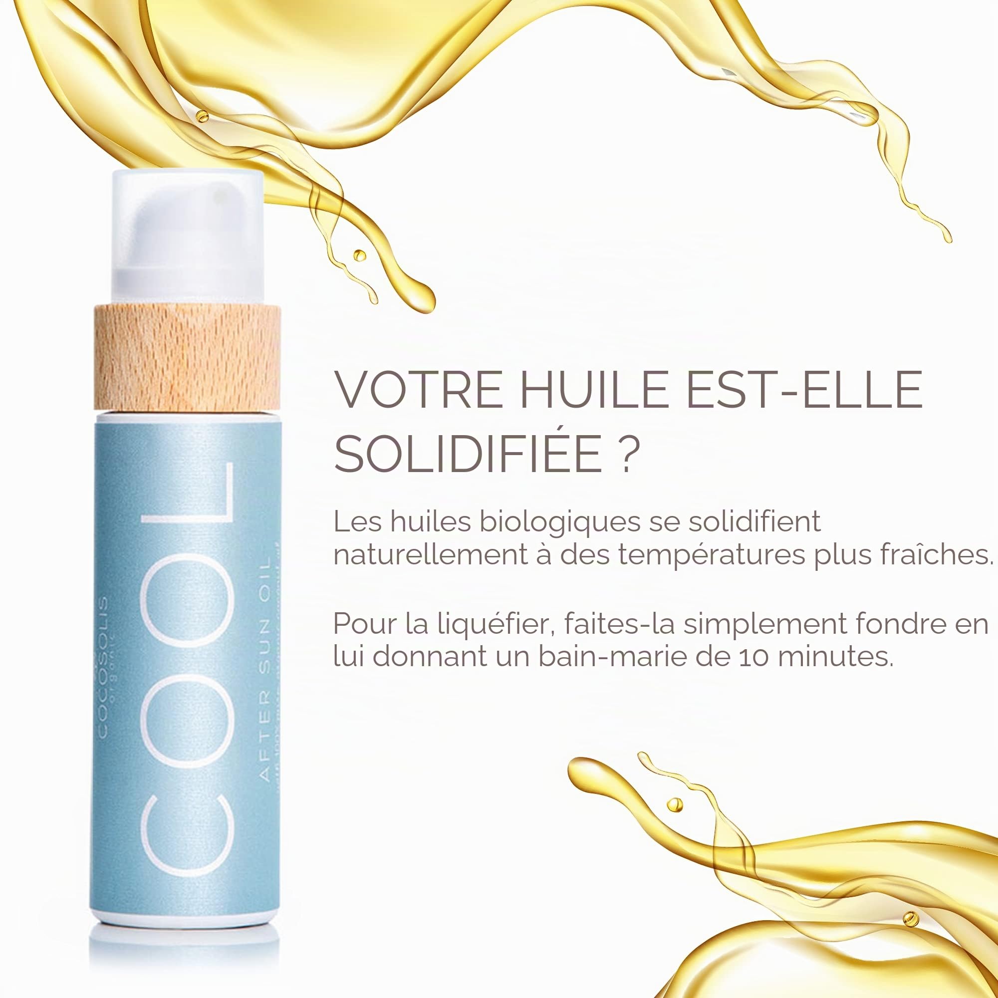 COCOSOLIS COOL Huile après-soleil à l'huile de coco | Huile hydratante corps et soin visage aux huiles bio | Prolonge le bronzage (110 ml)