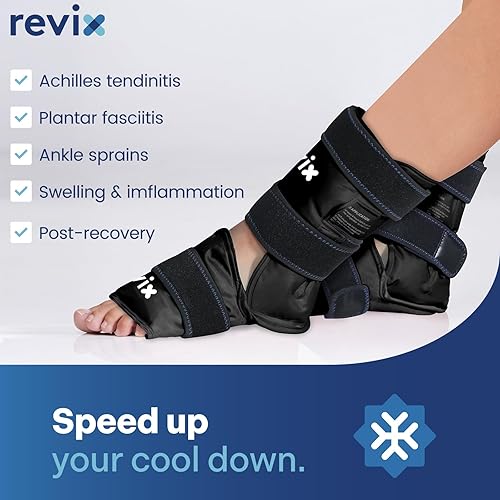 Miniatura 3 de Bolsas de hielo REVIX para lesiones de tobillo reutilizables, envoltura de hielo para tobillos con compresión fría para alivio del dolor de pies,