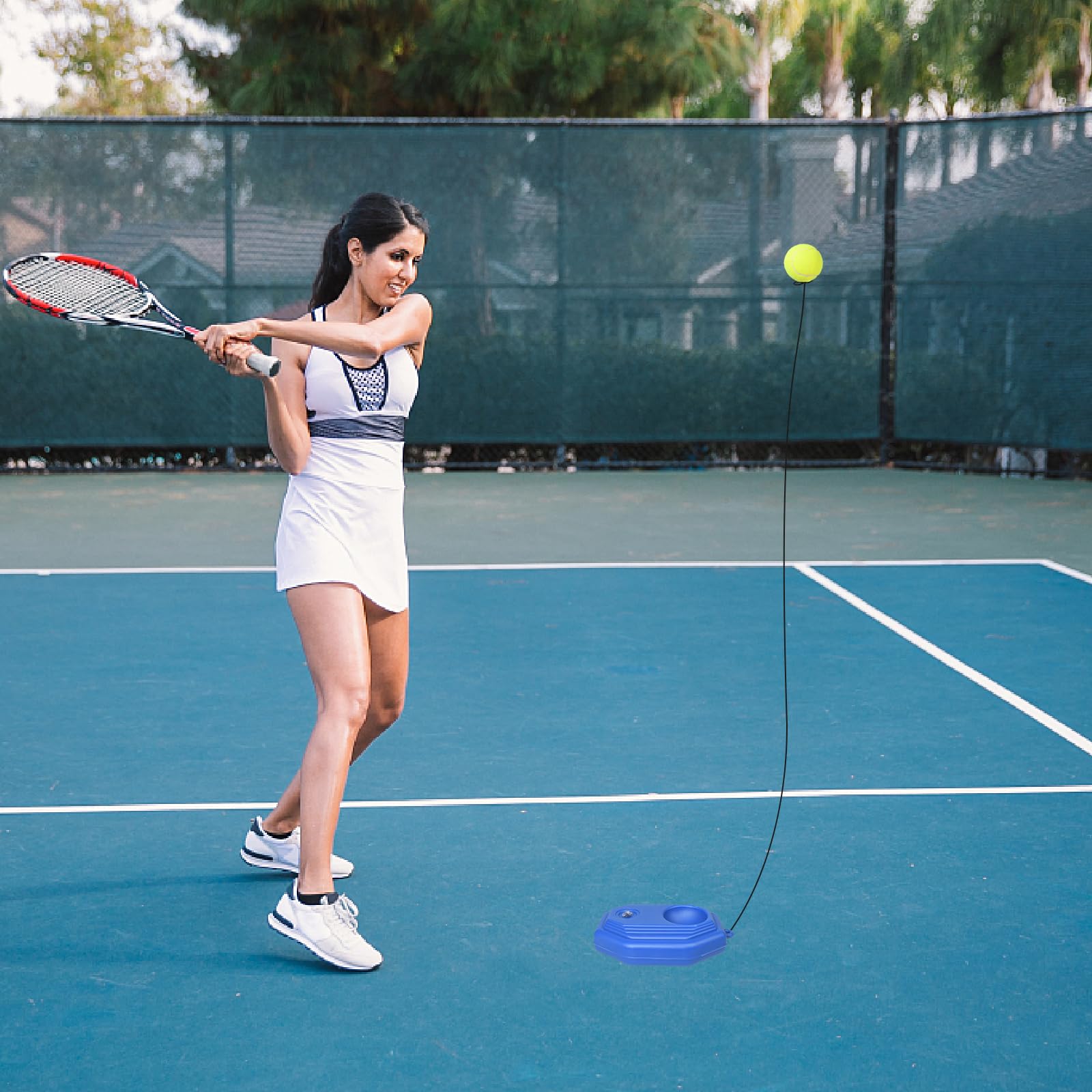 Allenatore di Tennis, Trainer per Palla da Tennis, Allenatore con Base da Tennis e Una Corda e 1 Palla da Allenamento, Strumento di Allenamento Pratico per Auto-studio di Tennis per