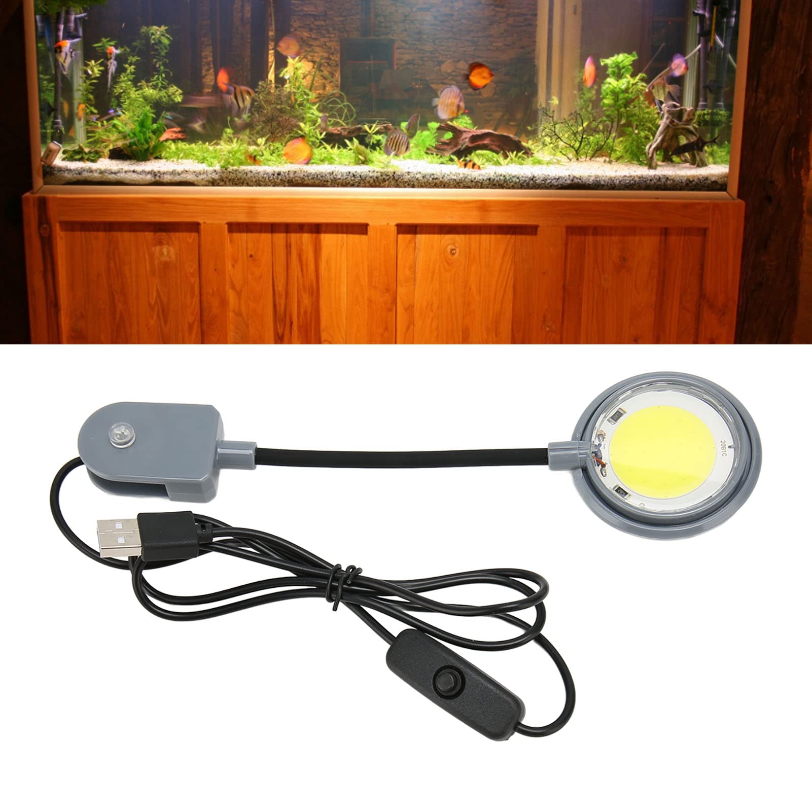 Psdndeww Luce LED Per Acquario Con Clip, Illuminazione Per Acquari Piccoli E Acquari, 5 W, Rotazione A 360 Gradi, Antiriflesso