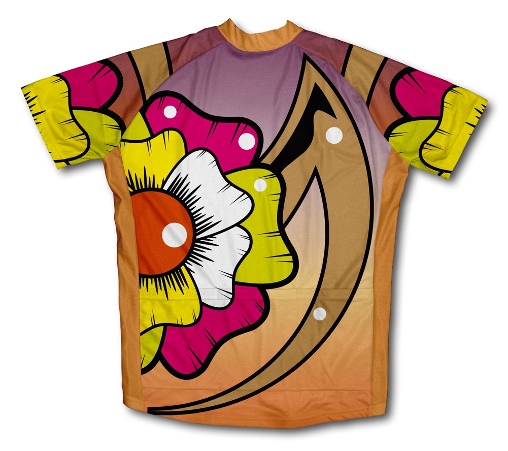 Rainbow Flower Short Sleeve Cycling Jersey for Youth - Size M
