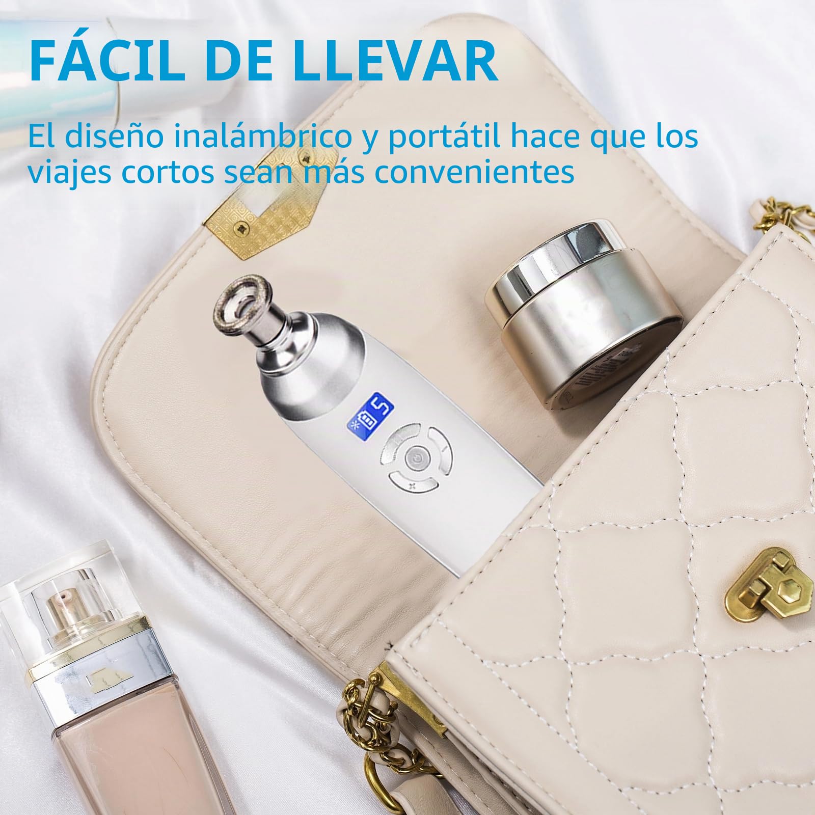 Succionador de Puntos Negros, Máquina de Microdermoabrasión de Diamante de Mano con 9 Diamante Recargable USB Sin Cable, para Peeling Facial y Limpieza Profunda