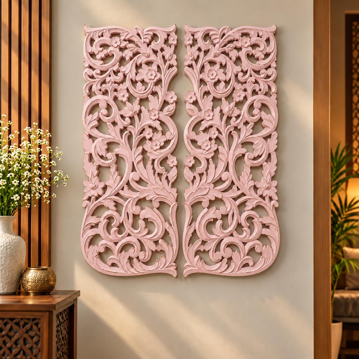 Floral MDF Wall Panel - Walnut Design -8