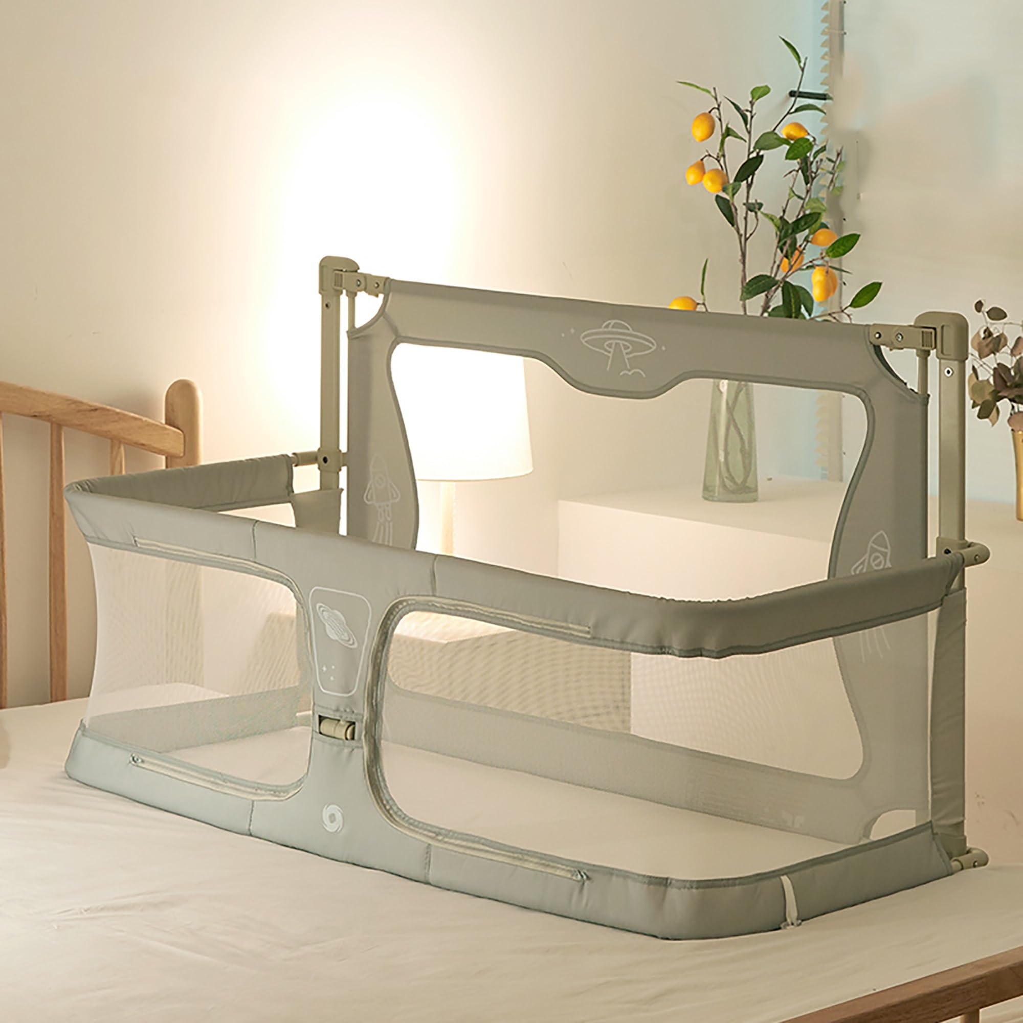 Baby Bedside Sleeper,120x50cm,Portable Crib,for cosleeper baby in bed,for co sleeper bassinet attach to bed,baby bedside crib,One-key flip up the fence,baby bed with rails,Crib Stationary,bed in bed (