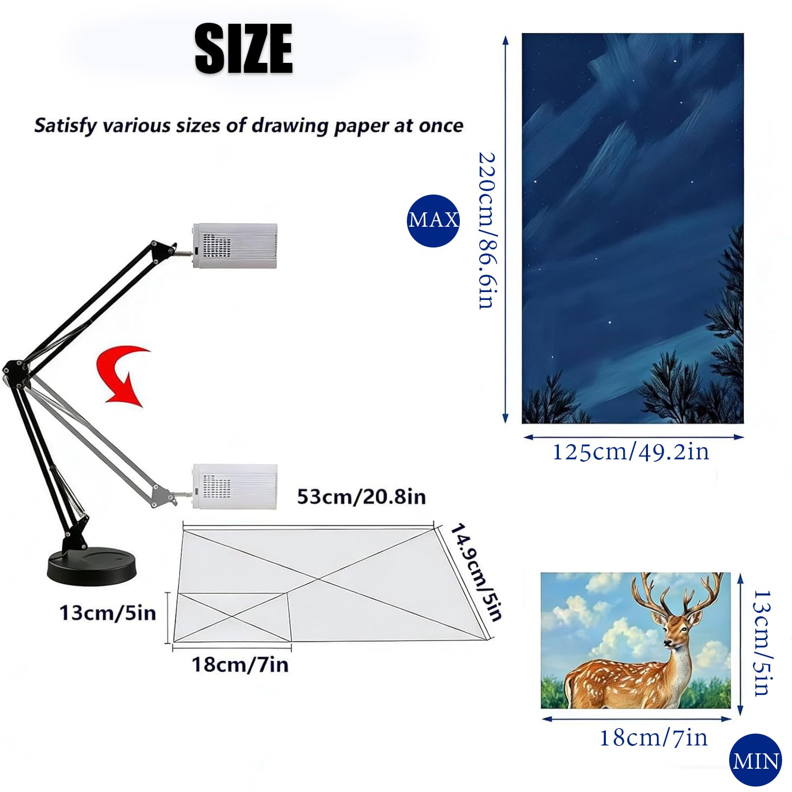 Proiettore Artistico Per Tracciare, Disegnare E Dipingere, Proiettore Smart Sketcher Da Tavolo/parete Con Supporto, Compatibile Ios/android/wifi/usb/hdmi, Strumento Di Schizzo Per Principianti/adulti