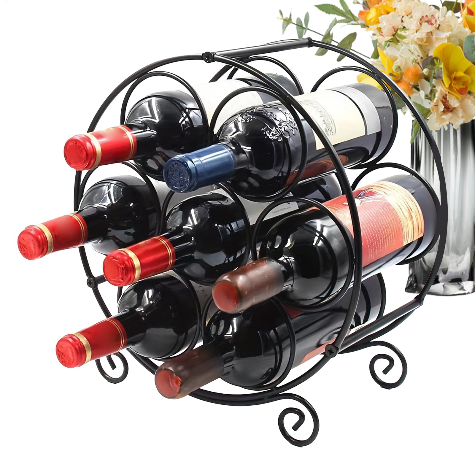 Soporte para Botellas de Vino Estante Metálico Con Capacidad Para 7