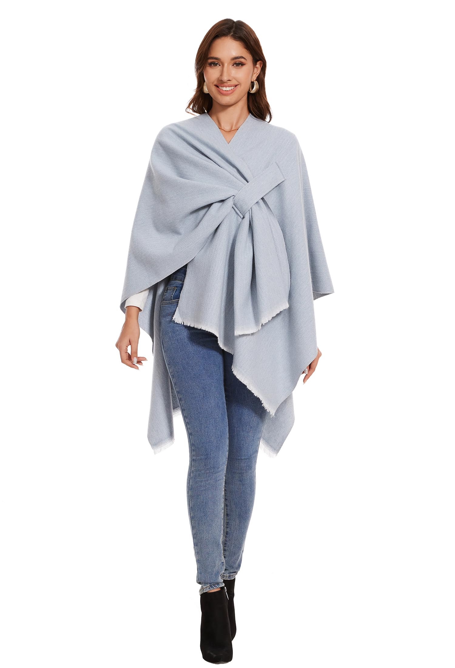 colornival Elegante Mantella da Donna con Fronte Aperto Poncho Morbido, Adatto per Primavera, Autunno e Inverno