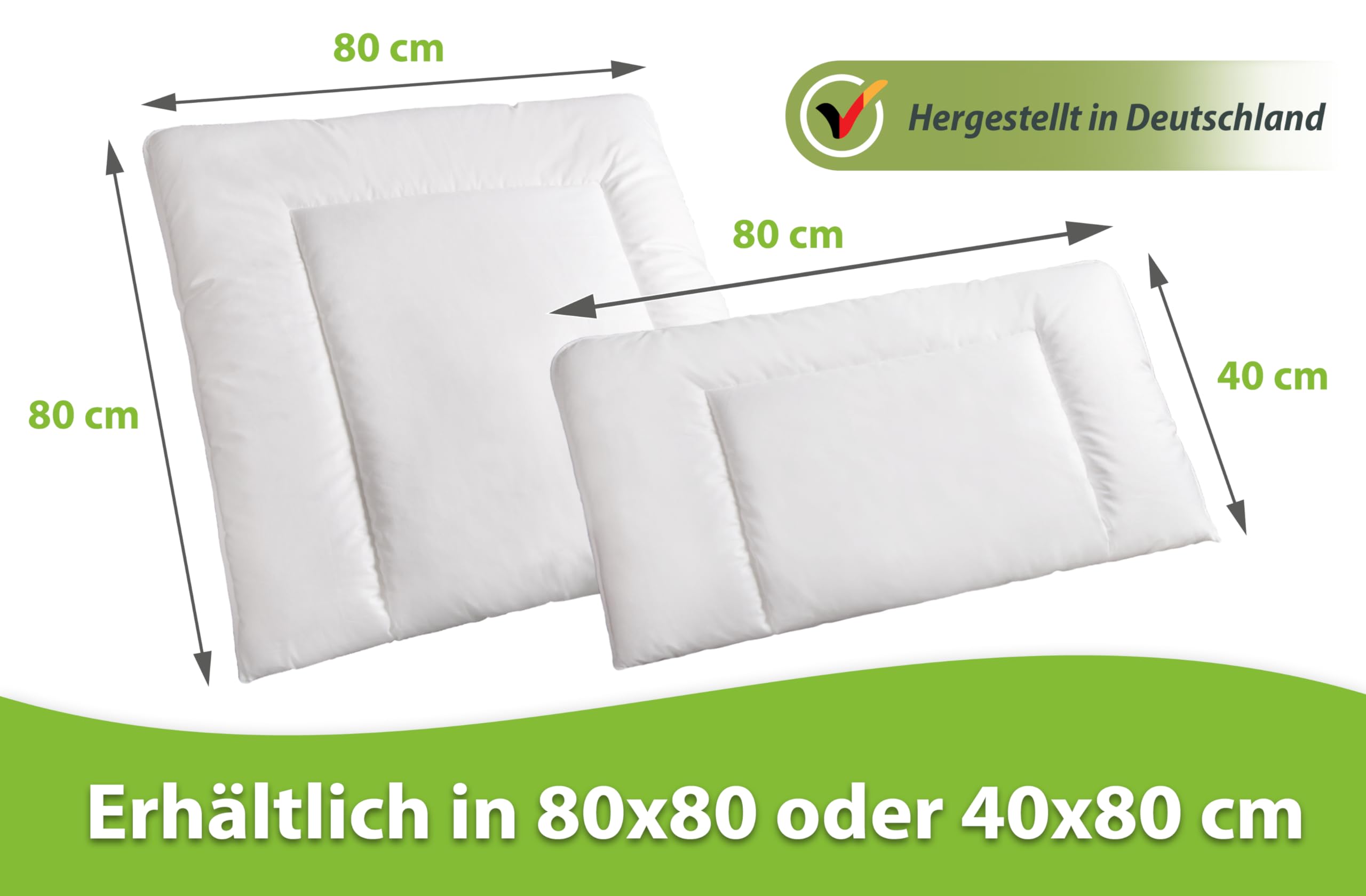 franknatur Bauchschläferkissen 40x80 ergonomisches Kopfkissen flaches Schlafkissen Baumwolle waschbar