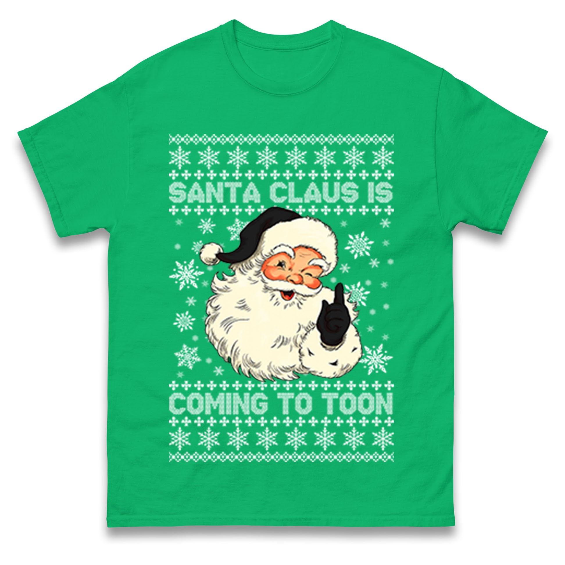 Newcastle Santa Claus is Coming to Toon Christmas T-Shirt, Funny Geordie Xmas Tee, Newcastle United Football Gift Top Kelly Green