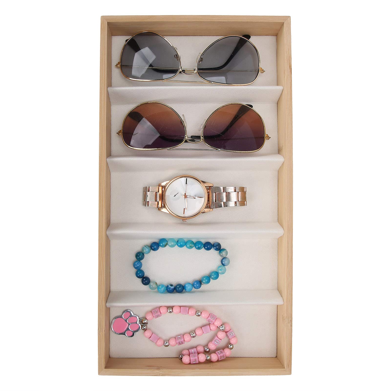 Caja De Almacenamiento Para 8 Gafas De Sol De Madera ZJchao - Con Tapa Transparente, Hebilla De Acero, 34x26.5x8 Cm, Organizador De Joyas