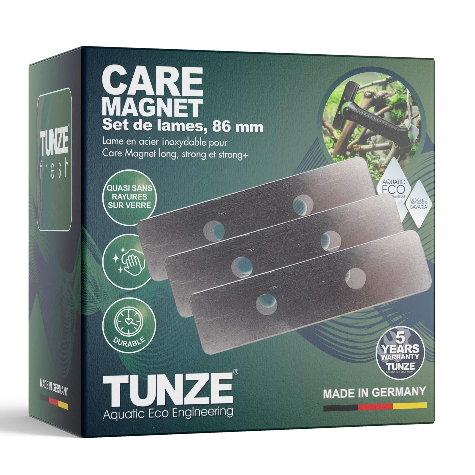 Lames de rechange TUNZE Care Magnet en acier inox de précision pour vitres d'aquarium