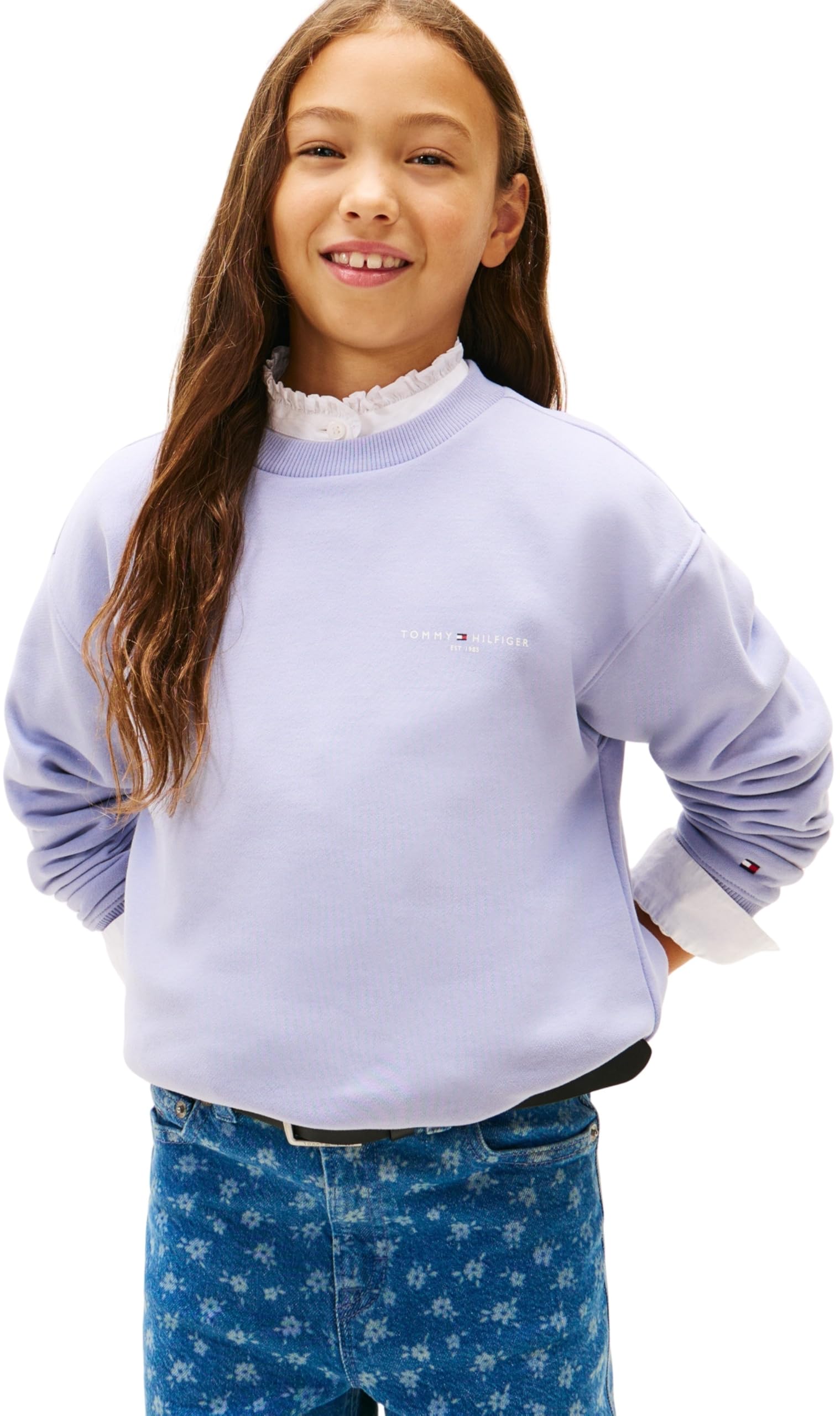 Tommy Hilfiger Mini Corp C-Neck Sweatshirt Ks0ks00665 Bluza bez guzików, niebieska (Perwinkle Dusk), 7 lat Unisex Dorosły, Kolor niebieski, 7 años