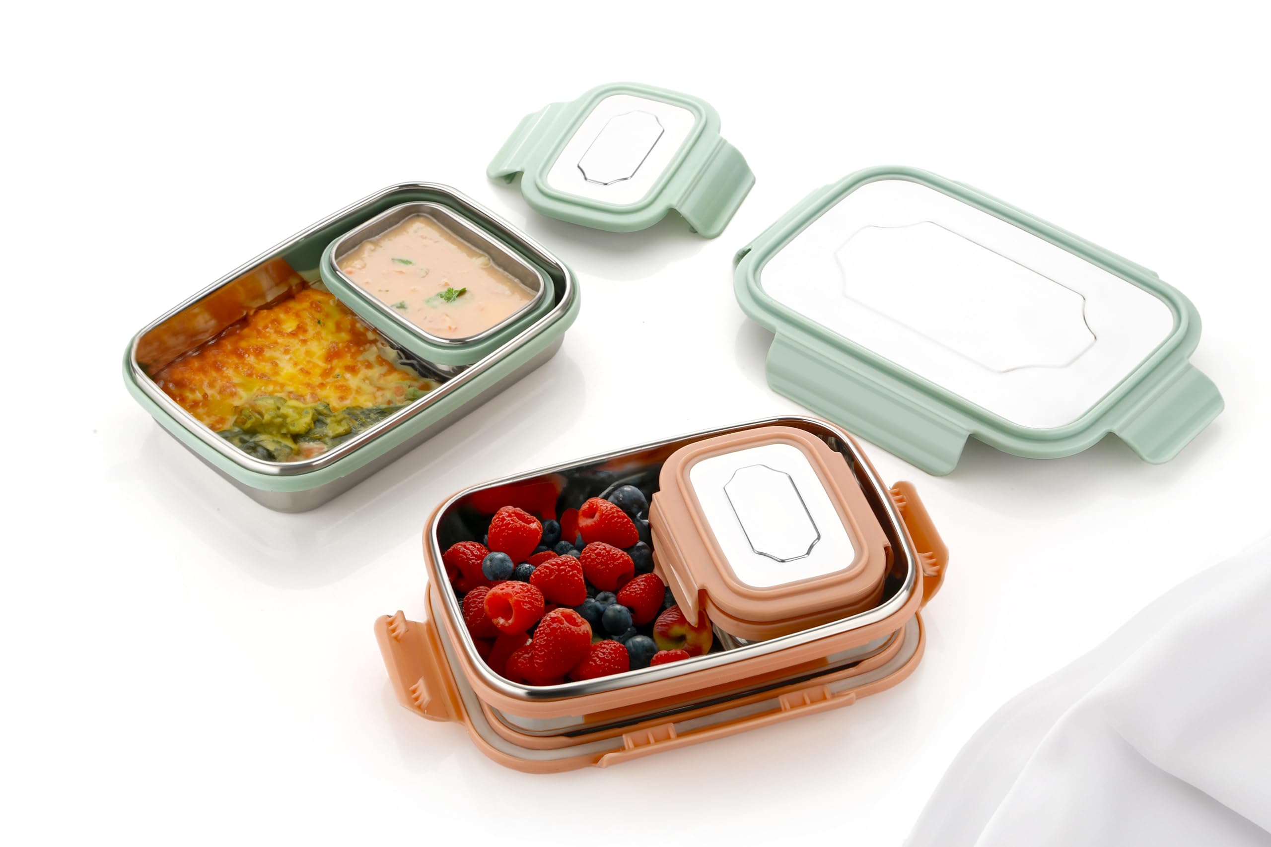 Attro E-Lite Stainless Steel Lunch Box - 800ml + 180ml -4