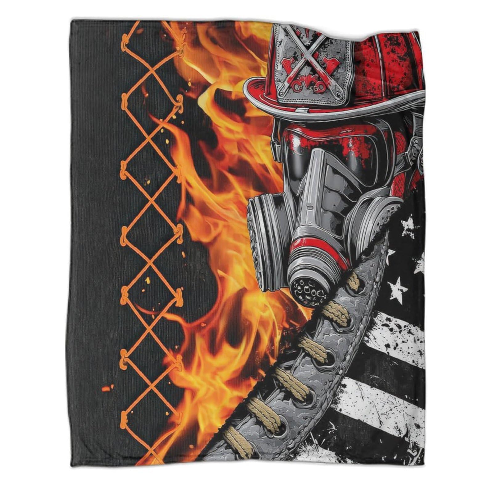 stampa 3D firefighter helmet plaid in pile microfibra biancheria da letto morbido coperta in pile anti-pilling per giovani amanti delle serie tv urban streetwear 80×90inch(200x230cm)