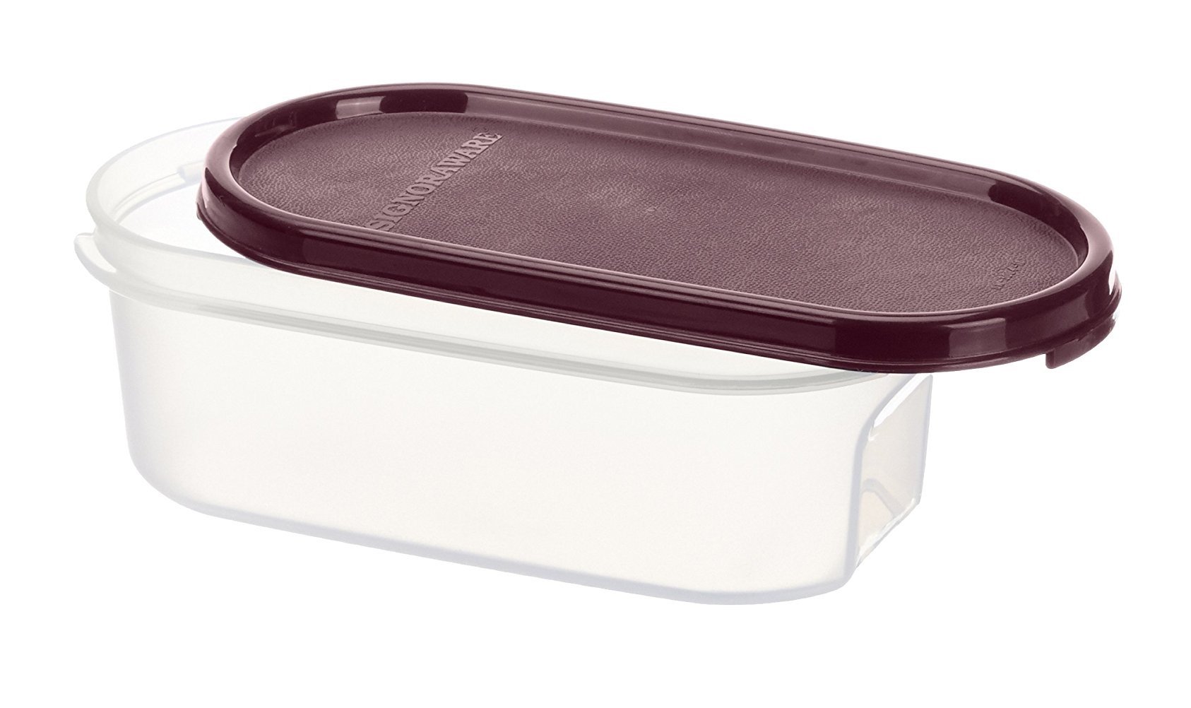Signoraware 500ml Oval No.1 Modular Multi-Purpose Plastic Containers with Lid for Kitchen Storage | Food Grade BPA Free Leak Proof | Spices Atta Grains and More Organizers (500ml, Maroon)
