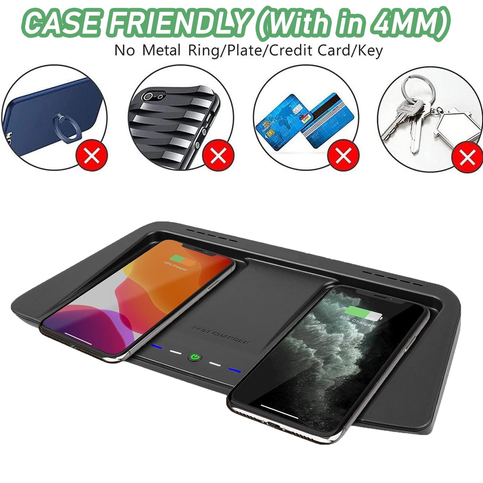 Caricabatteria da auto wireless per Toyota Highlander (2015-2021) tutti i modelli con sistema di raffreddamento a doppio canale d'aria Accessori di aggiornamento con ricarica rapida doppia da 15 W