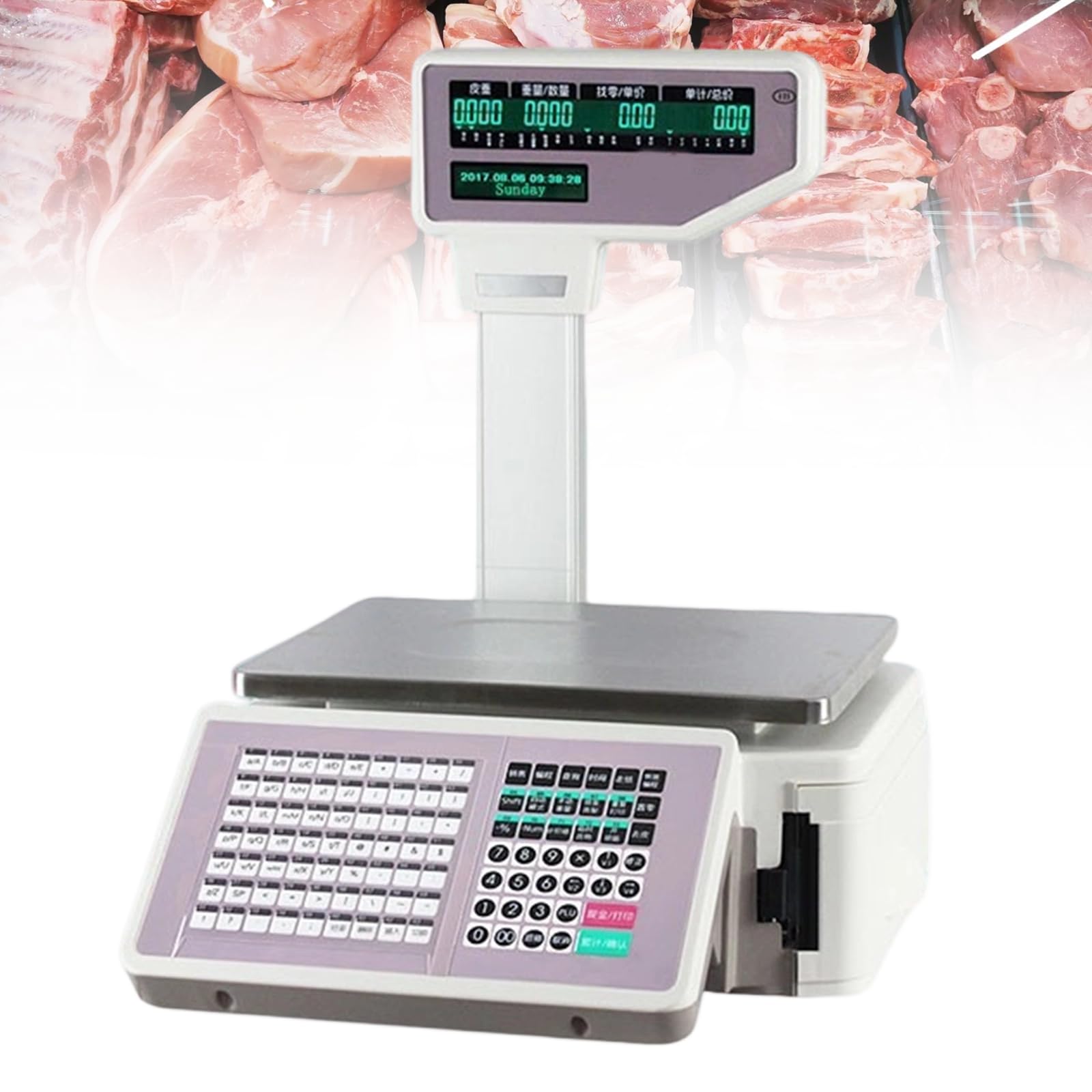 Xjymposium Digital Price Label Printing Scale For Supermarket, Dual Lcd Displays, 30kg Capacity, Electronic Weight Scale For Retail Store And Supermarket