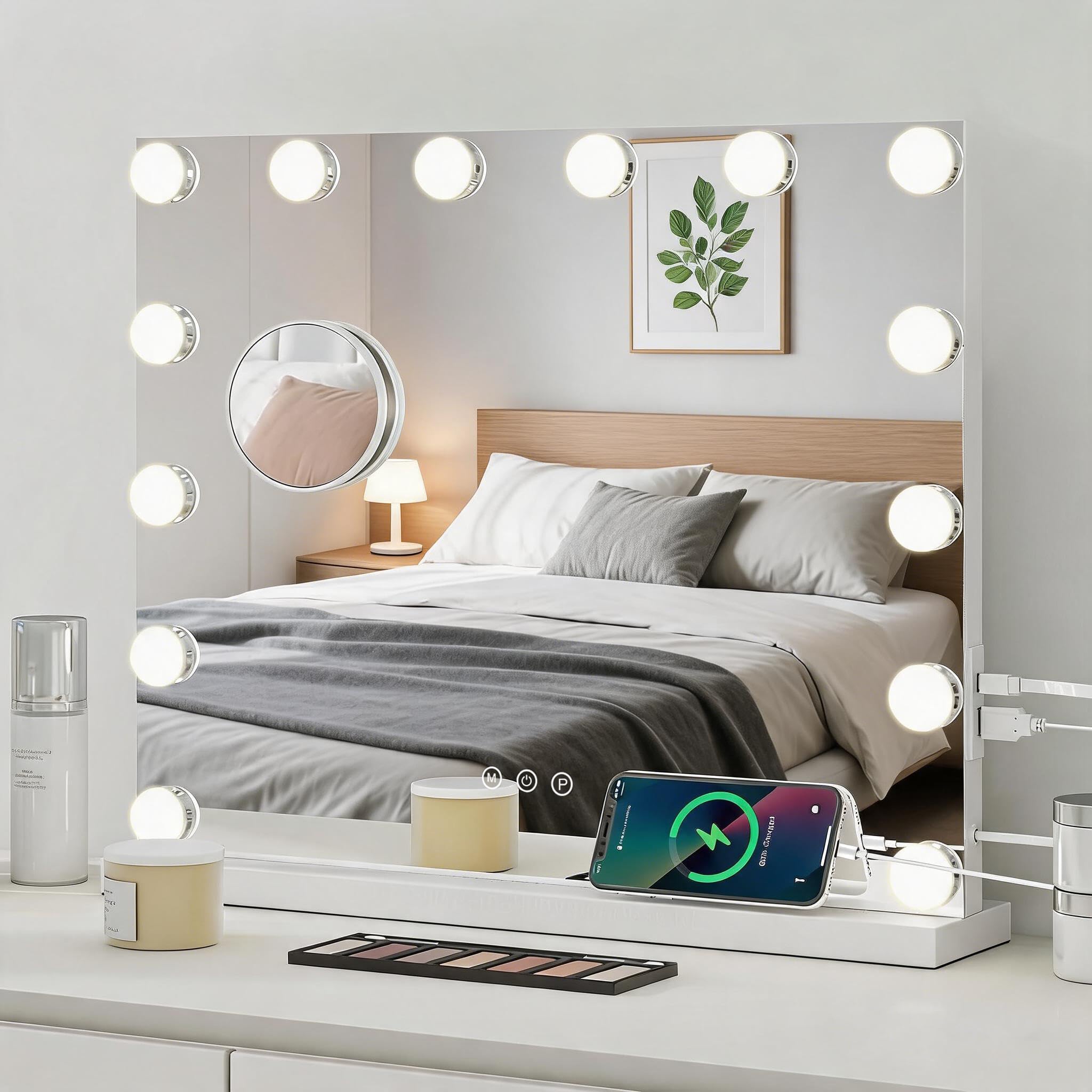 YOURLITE Hollywood Vanity Mirror with 14 Dimmable LED Bulbs, 50x42cm