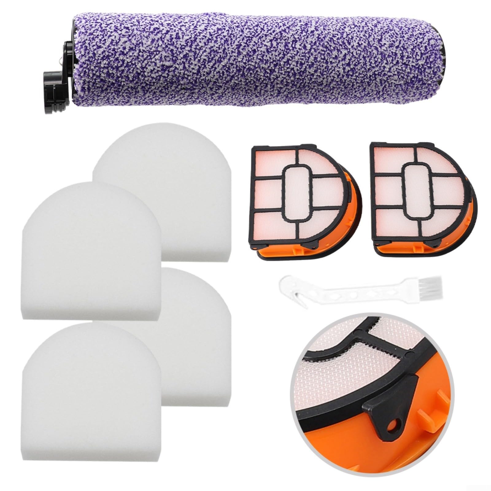 Kit Ricambio Per Aspirapolvere Shark HydroVac WD100 WD101 WD200 - 2 Spazzole A Rullo, 2 Filtri HEPA E 6 Filtri In Schiuma - 5