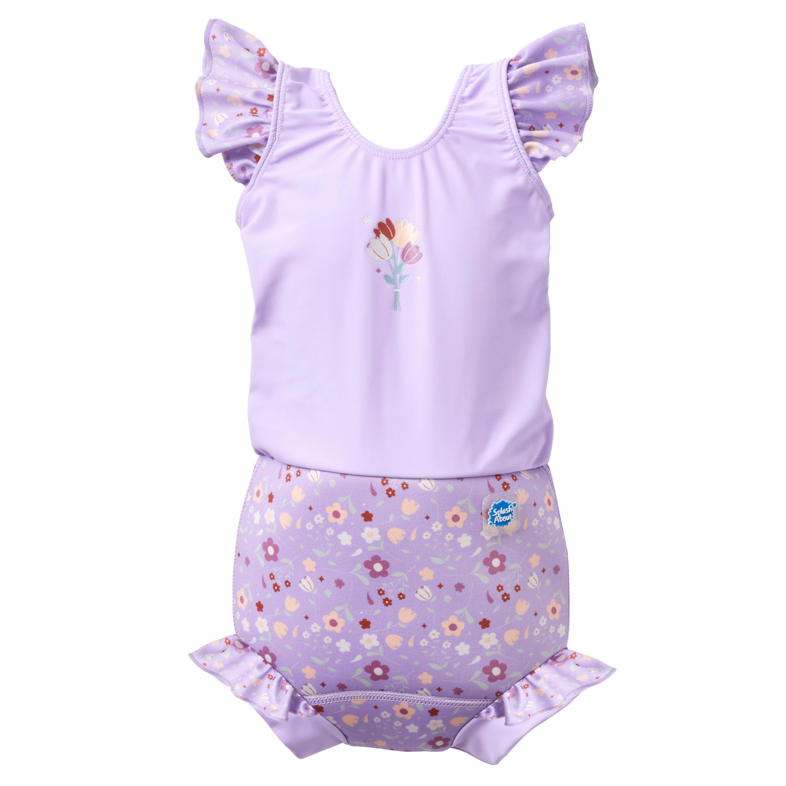 Splash About Baby Girls Happy Costume One Piece Swimsuit, Lilac Spring, 12-24 Months UK