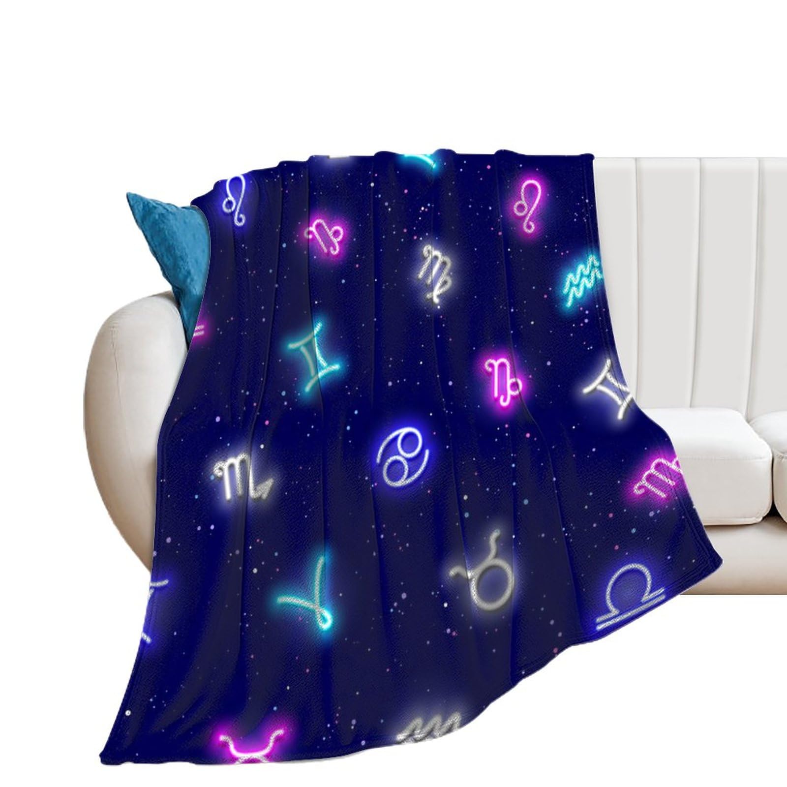 Jeté de canapé doux douze constellations couverture polaire flanelle 150x200