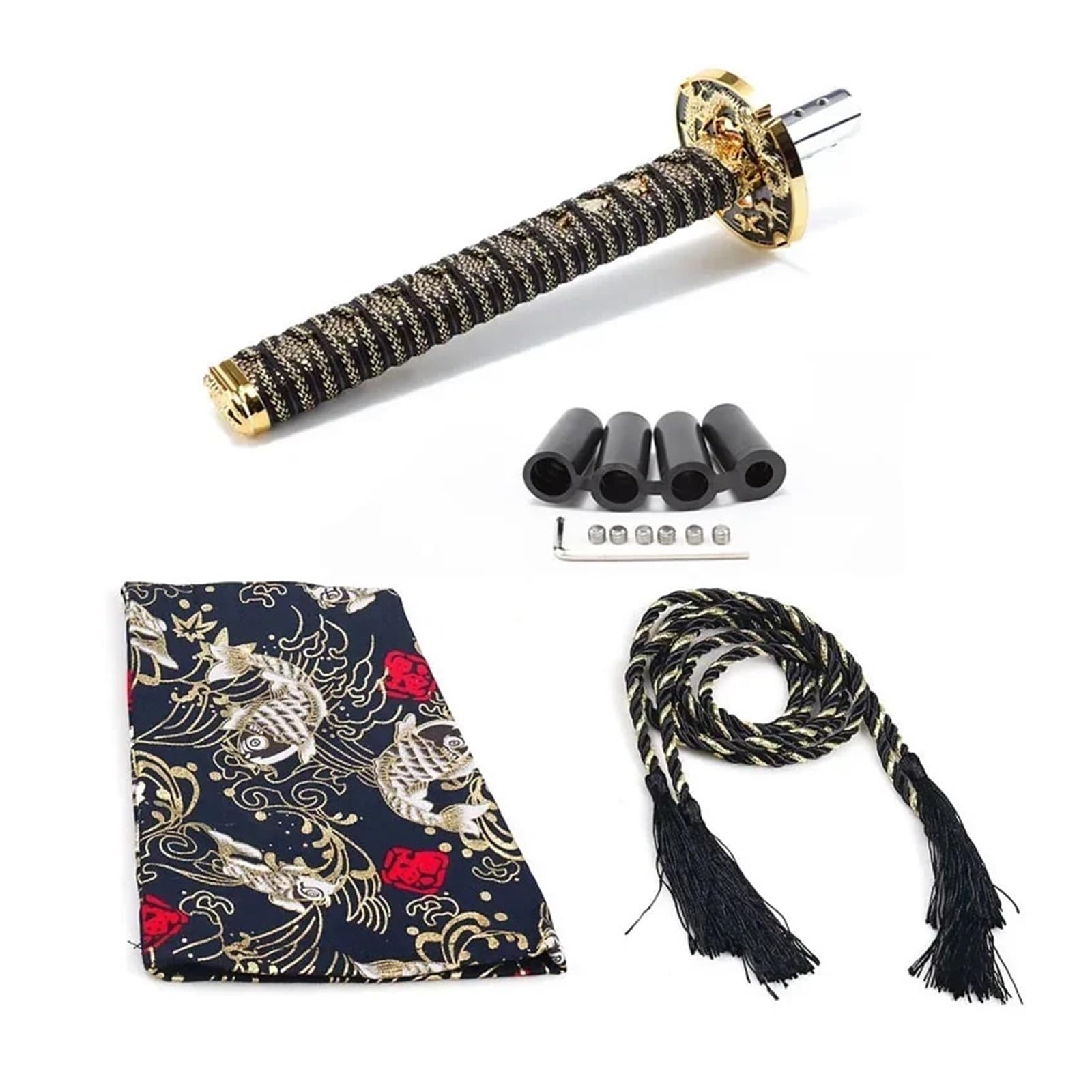 Perilla de cambio universal con cubierta antipolvo y adaptadores JDM para palanca cambios espada para Katana(2)