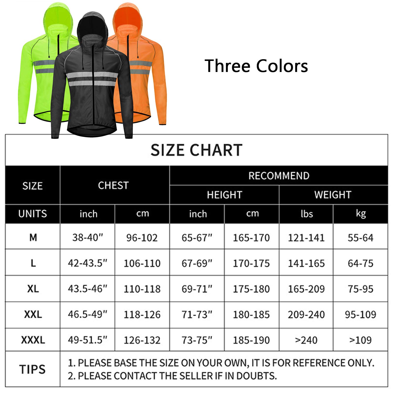 Veste De Vélo pour Hommes,Veste à Manches Longues Réfléchissant Coupe-Vent Randonnée à Vélo Sécurité Veste De Running Résistant à l'eau Manteau Vêtements De Sport,pour Pl