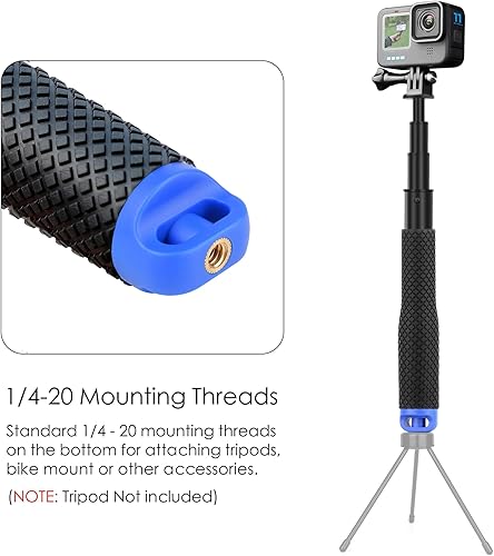 Miniatura 7 de Palo selfie extensible de 7 a 23 pulgadas para GoPro, mango impermeable, monopie para cámara de acción, poste de extensión portátil para GoPro Hero