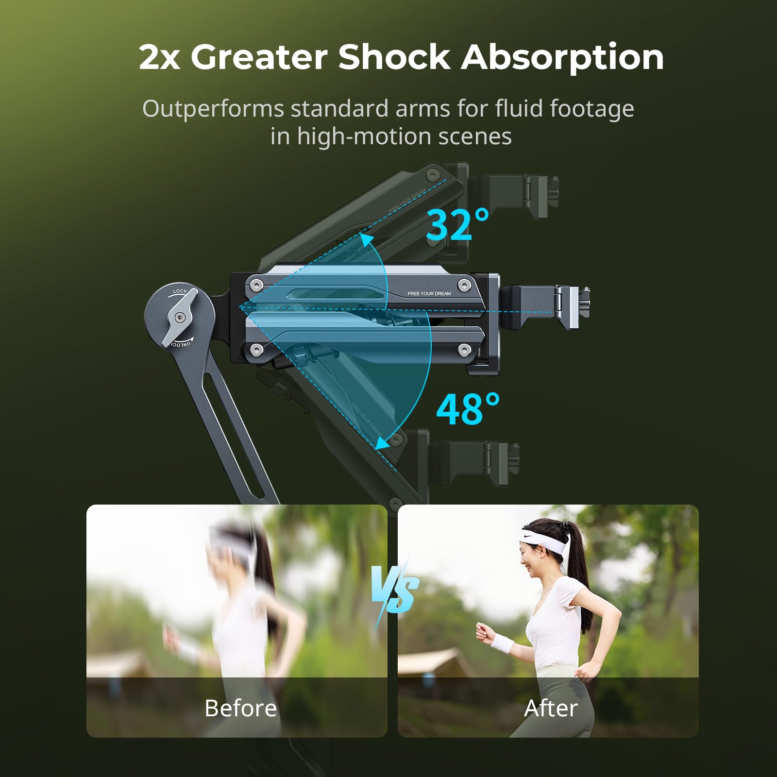 SMALLRIG Braccio ammortizzatore portatile con sistema di smorzamento a molla e idraulico, accessorio per action camera per DJI Osmo Pocket 3/4, per GoPro HERO13 per Insta360 X5/4/3-5508