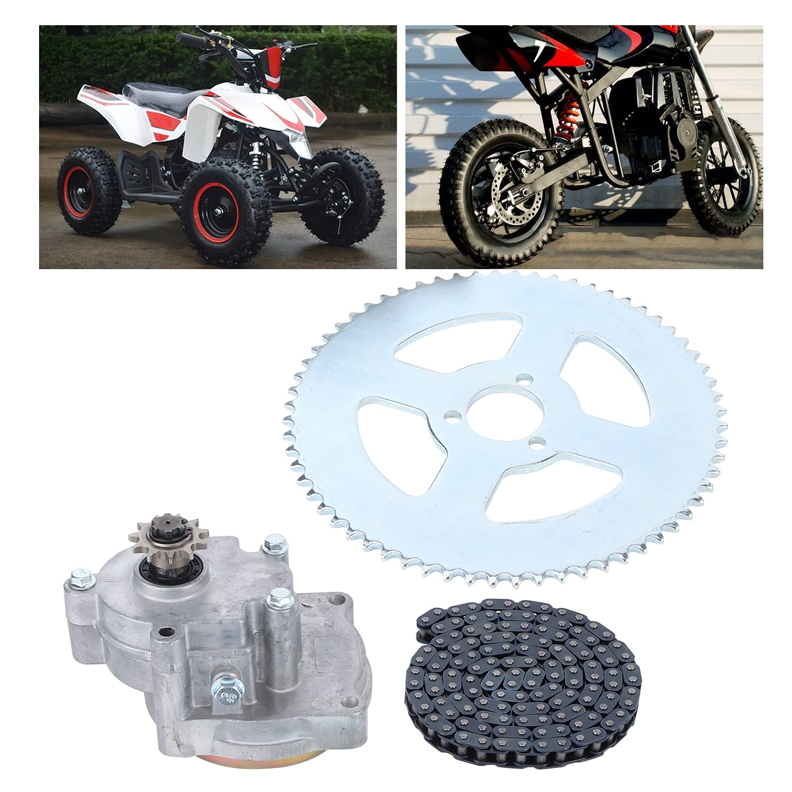 CHICIRIS Zestaw Zębatek łańcuchowych T8F ze Stopu Stali do Motocykla Mini Moto Dirt Bike ATV o Pojemności 33 Cm3, 43 Cm3, 49, Konstrukcja Odporna na, Części Odporne na Zużycie, łatwa Instalacja