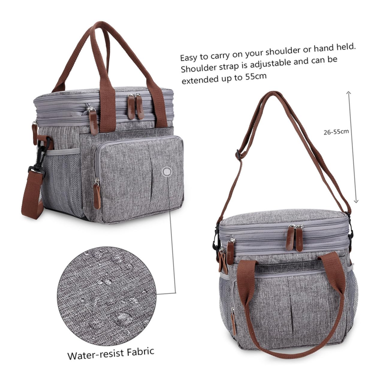 Große Lunch Bag Wasserdichte Bento Tasche mit Isolierung und Frischhaltefunktion für Erwachsene Outdoor Picknick und Praktische Aufbewahrung