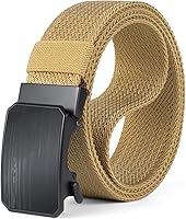 HASHIJI Men's Auto Lock Ratchet Belt - 1.5" Wide Thick Elastic Nylon Tactical Belt with Durable Metal Buckle