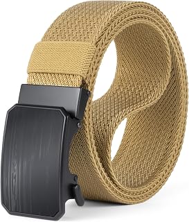 HASHIJI Men's Auto Lock Ratchet Belt - 1.5" Wide Thick Elastic Nylon Tactical Belt with Durable Metal Buckle