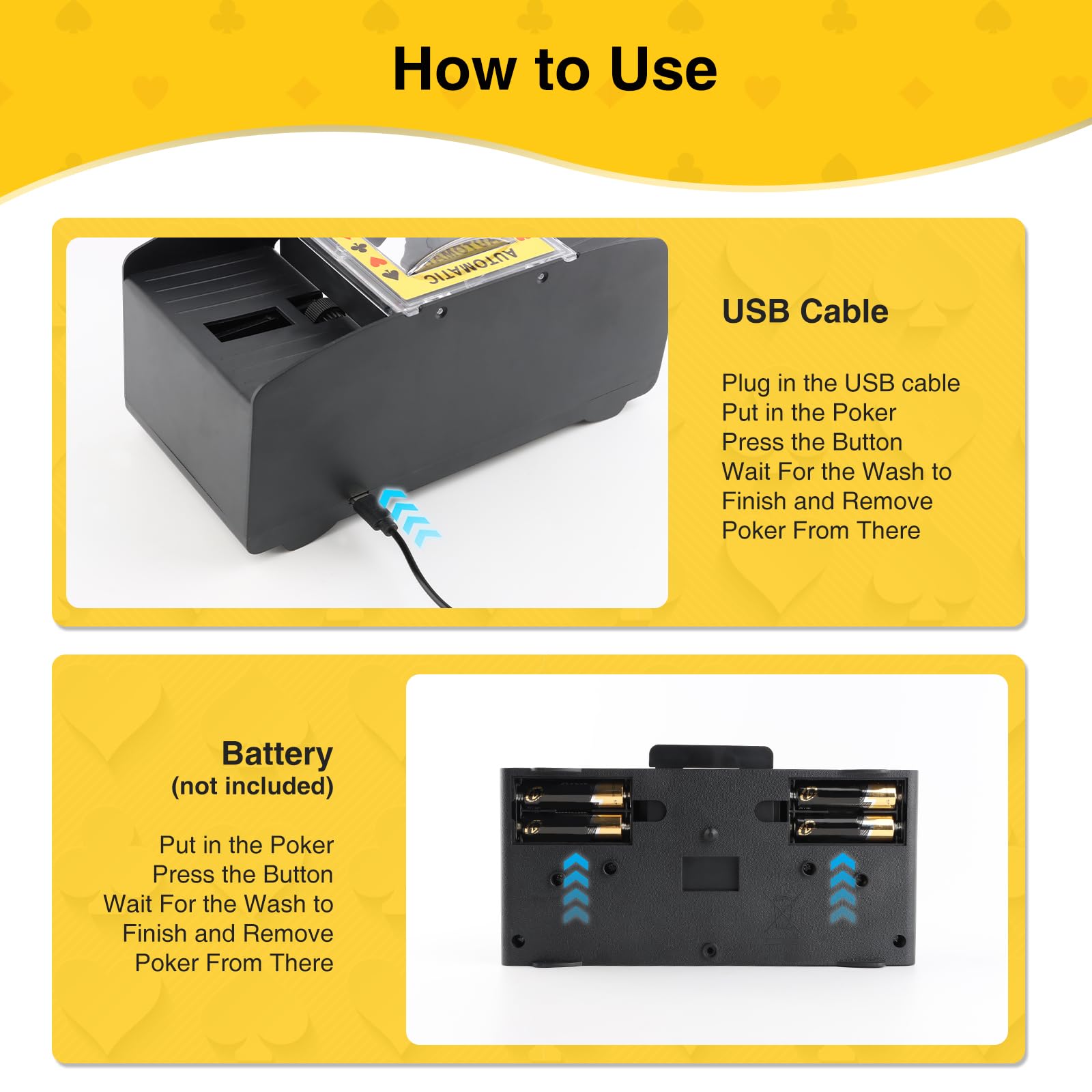 MXTIMWAN Distributore Carte da Gioco Elettronico, Mischia Carte Automatico a 2 Mazzi, USB/Batteria Mescolatore Carte da Gioco, Mescolatore Carte da Gioco per Uno, Poker, Burraco, Blackjack