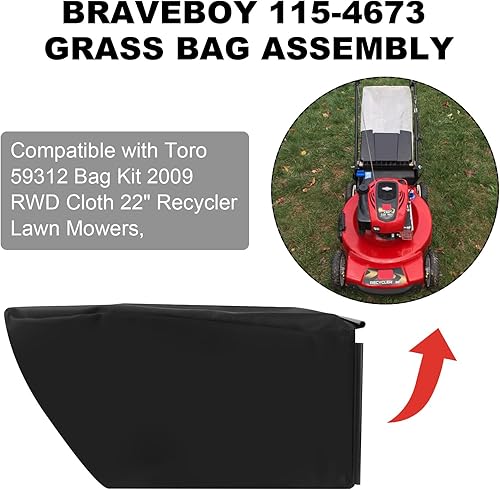 Miniatura 7 de 115-4673 para bolsa de cortacésped Toro, 59312 para Toro Recycler 22 Bag, 2009 RWD 22 pulgadas Reciclador Bolsa de repuesto para modelos 20330 20332