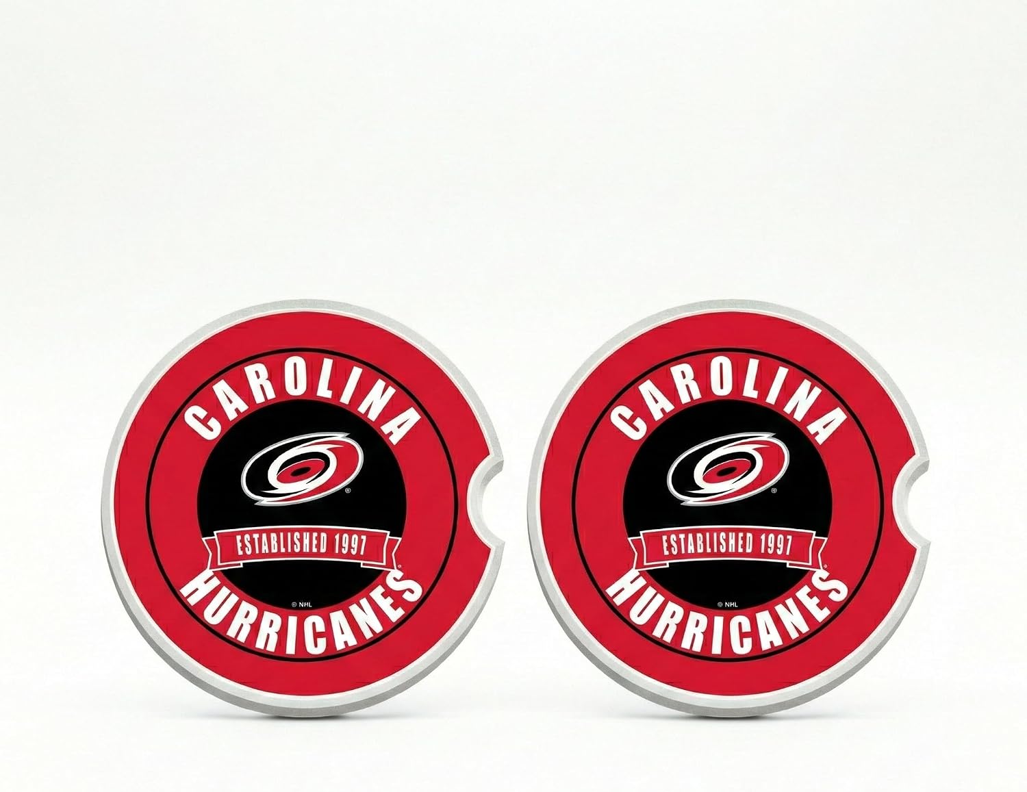 Fan Creations Carolina Hurricanes NHL Car Coasters | Removable Absorbent Ceramic Vehicle Cup Holder Inserts | Official Team Logo & Est. Date Design | Ideal Gift for Hockey Fans | Set of 2