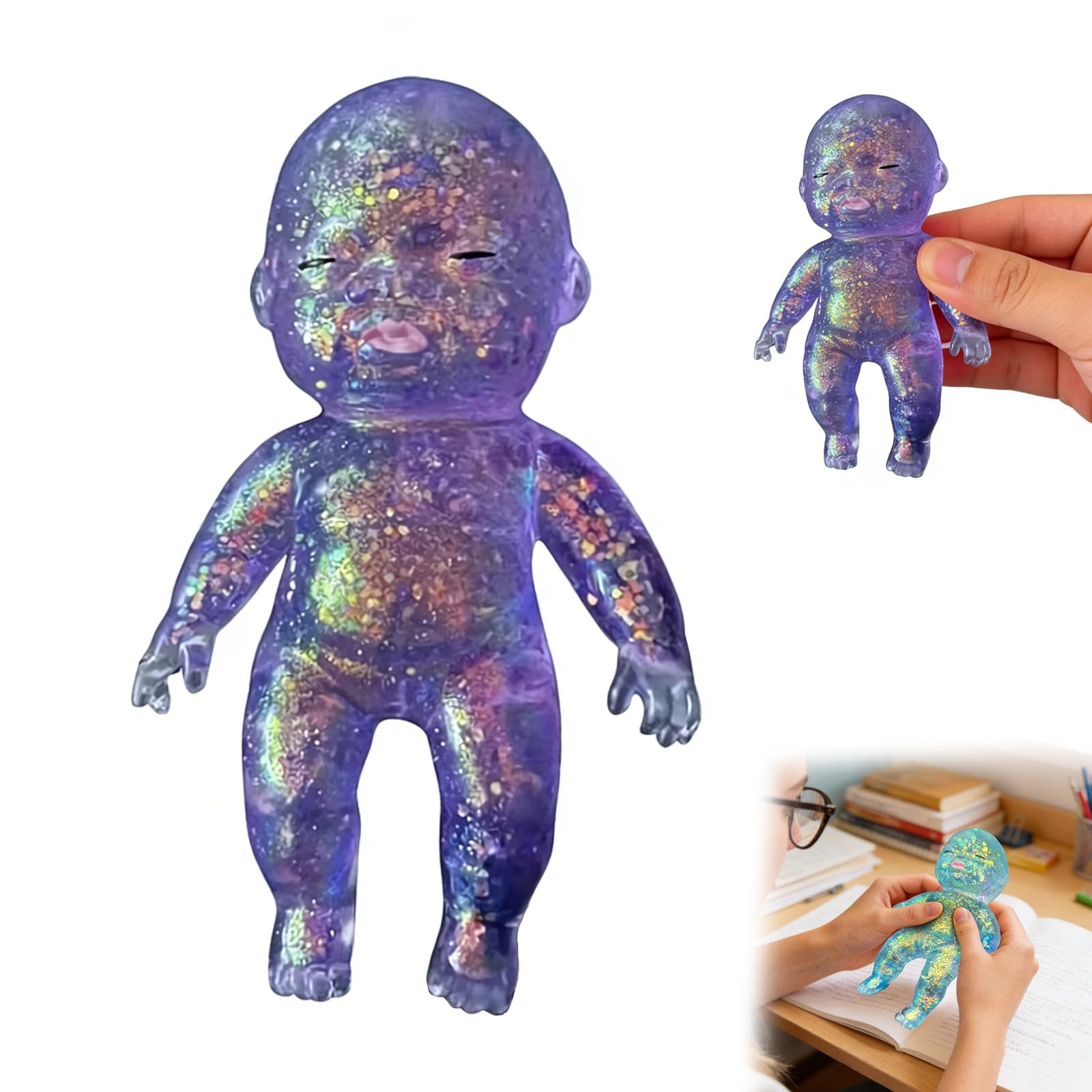 Glitter Babies Doll Squishies Stress Toy, Soft Squeezable Fidget Toy
