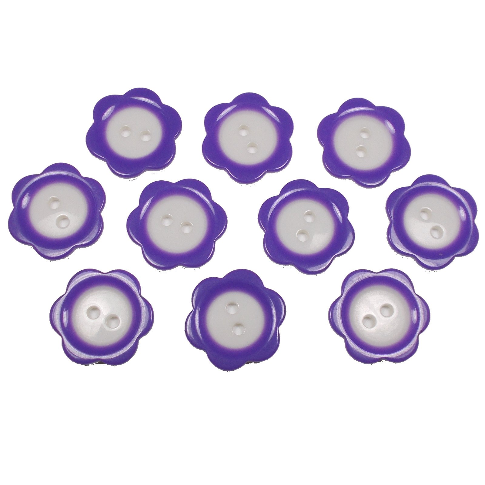 Colour Rim Daisy Flower Plastic Buttons 20mm (Purple, 10)
