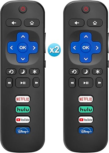 Paquete de 2 controles remotos de repuesto para Roku Smart TV, compatible con TCL RokuHisense RokuOnn Roku Smart TV (no para Roku Stick y Box)
