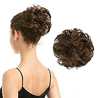 Vista 38 de Barsdar - Moño de cabello 100 % humano, Moño desordenado, Extensiones de cola de caballo, Moño de cabello rizado, Pieza de cabello