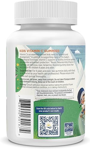 Miniatura 3 de Nordic Naturals Gomitas de vitamina C para niños - Tangy Tangerine - 60 gomitas - Suplemento vegano de vitamina C - Inmunidad infantil y apoyo