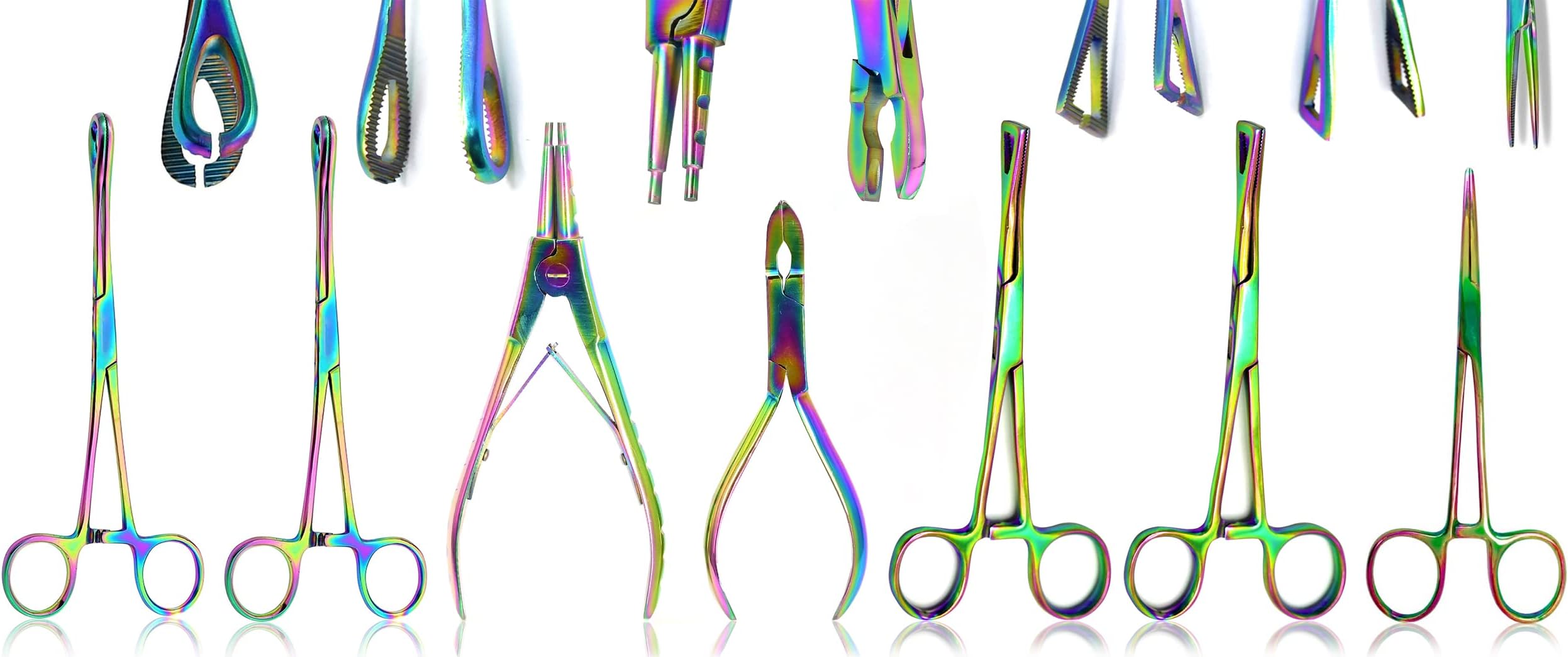 Multi Rainbow Color Body Piercing Instruments Kit of 7 Pcs Tools Penington Forceps DS-1553