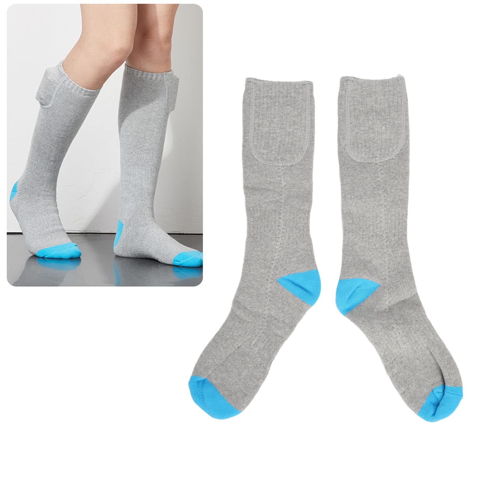 Calcetines calefactores eléctricos, temperatura ajustable de 3 velocidades para personas al aire libre, alta elasticidad, lavables, recargables a pilas