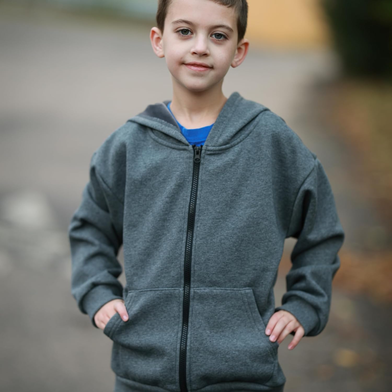 BIG ELEPHANT Kids' Fleece Lined Zip Up Hoodie – Warm Boys' Winter Jacket with Kangaroo Pockets, Soft Cotton School Sweatshirt - Image 2