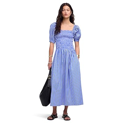 Madewell Juliette Puff Sleeve Midi Dress Stripe Women
