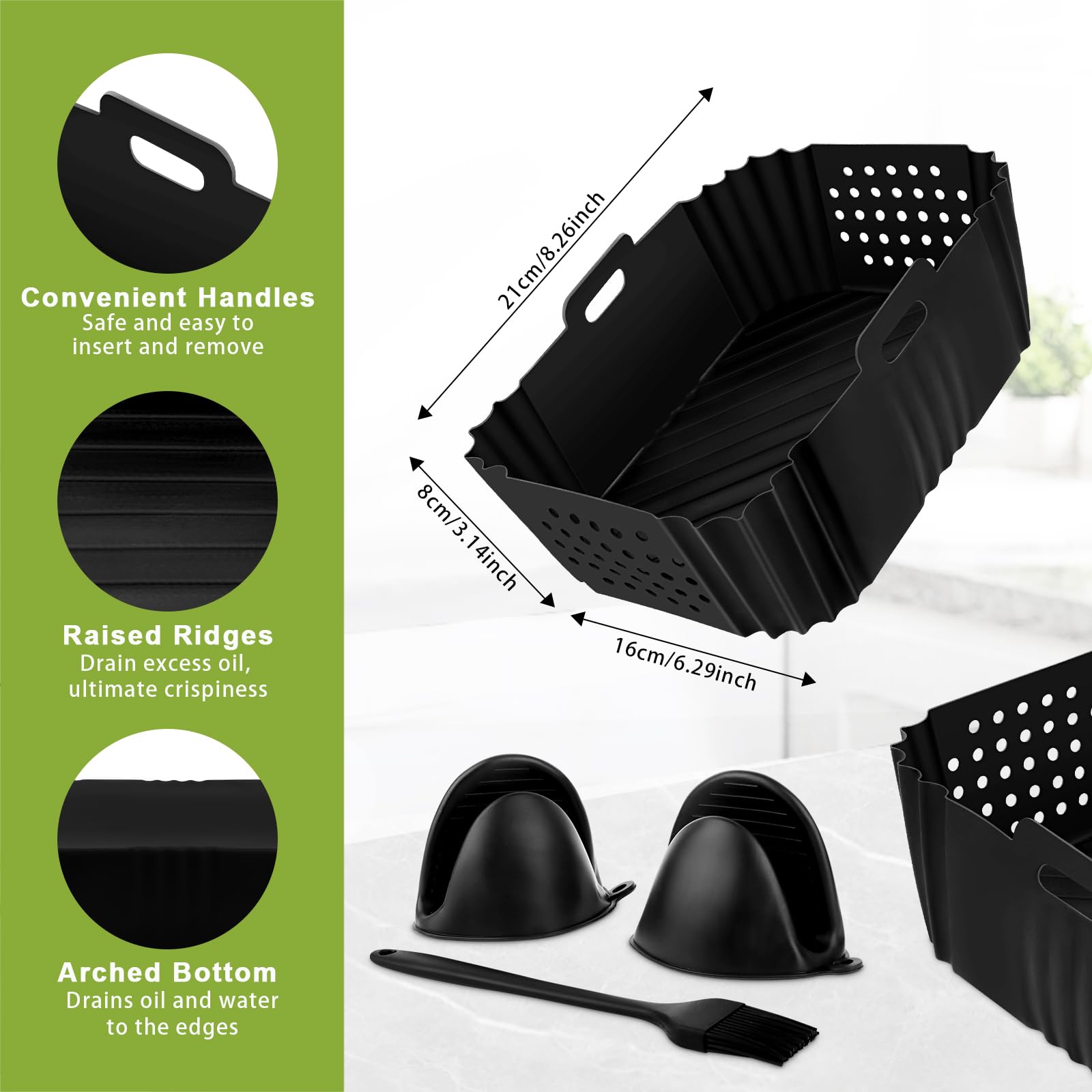 2x Silikonformen & Spritzschutz Für Ninja Foodi Max AF400UK AF451UK 9.5L Airfryer