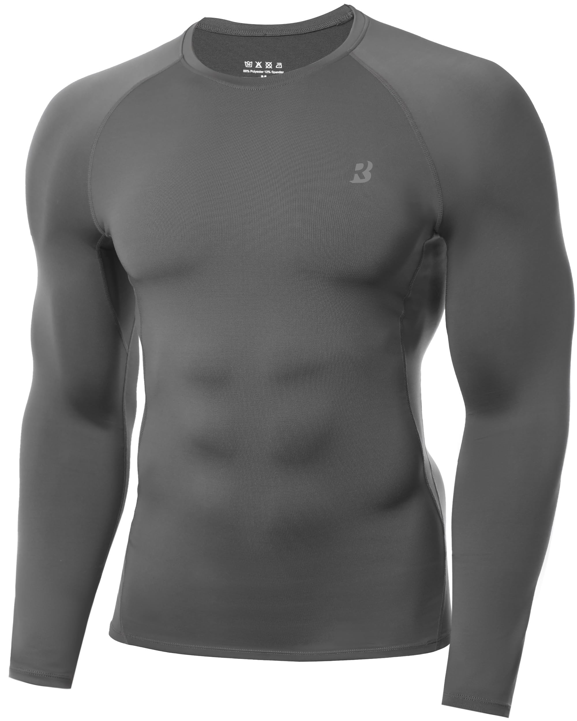 Roadbox Kompressionsshirt Herren Langarm, Atmungsaktiv, Schnell Trocknend, Funktionsshirt für Fitness, Fußball & Outdoord