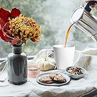 Vista 4 de AVLA Juego de 6 tazas de café de porcelana, de 12 onzas grandes, tazas de cerámica con asa para café, té, cacao o chocolate, color blanco