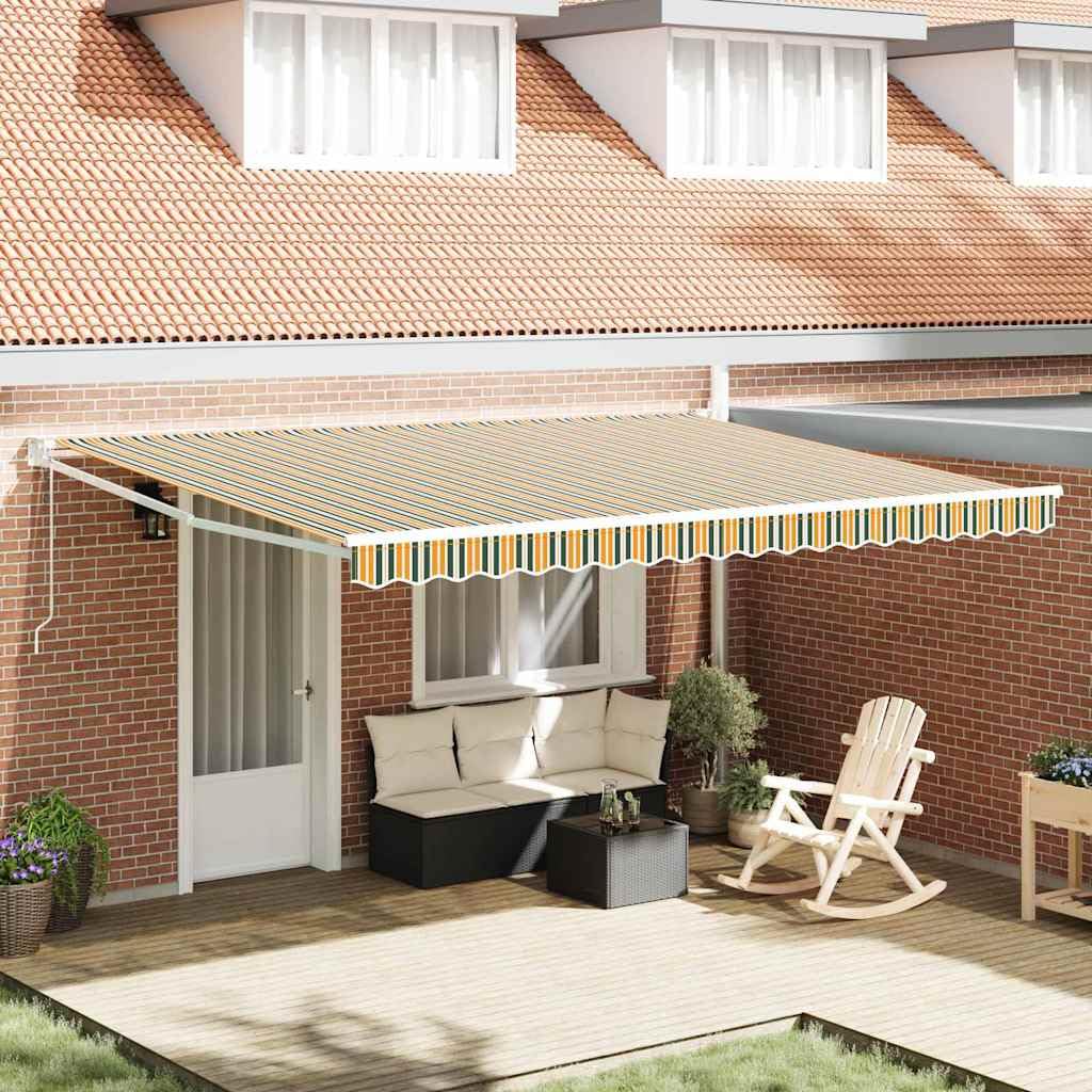 Auvent vert et jaune 450x300 cm pour protéger votre terrasse de la chaleur d'été