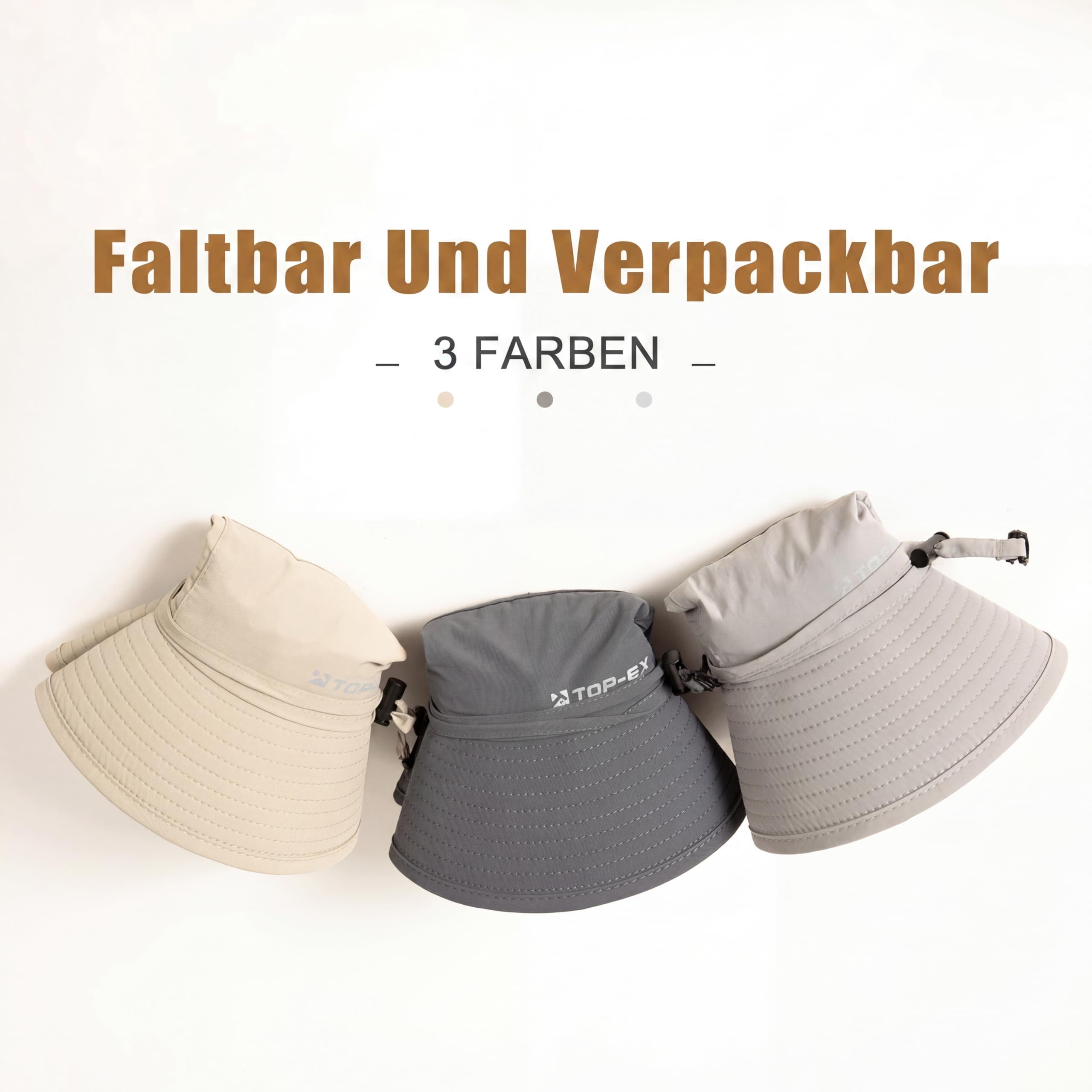 TOP-EX XL/XXL Sombrero impermeable para hombre con ala ancha, protección solar para mujer, UPF 50+, para senderismo, safari, plegable